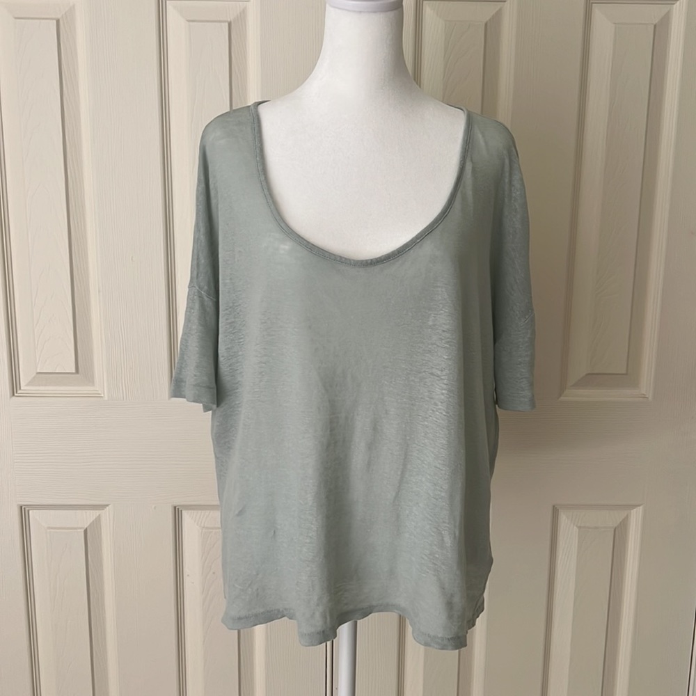 JCREW Relaxed Linen Scoop Neck T-Shirt